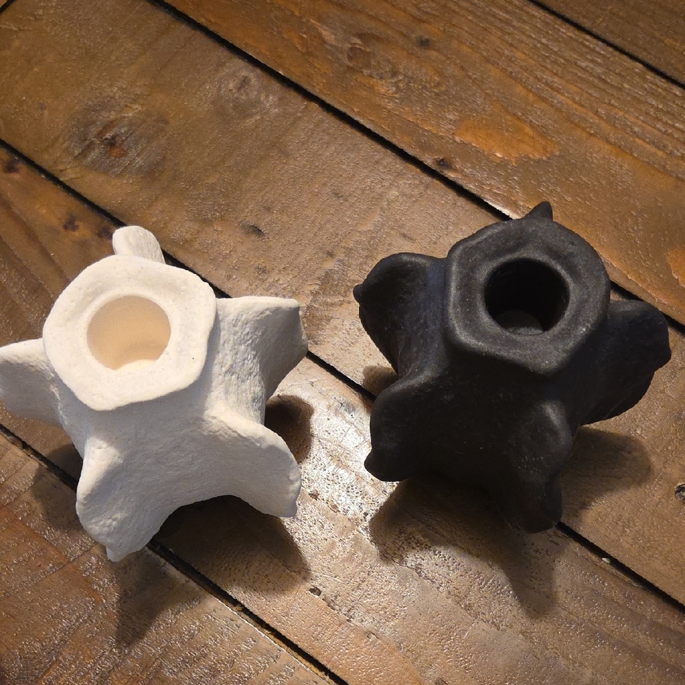 Black and Cream Taper Candle Set - Picture 2 of 5